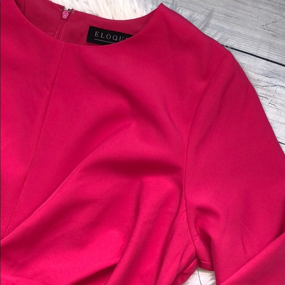 NWT Eloquii Cross Front Hot Pink Shift Dress - Picture 9 of 11